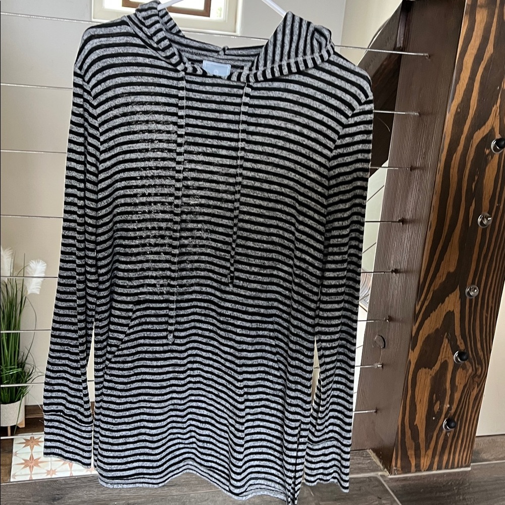 Sunday Black and Gray Striped Top